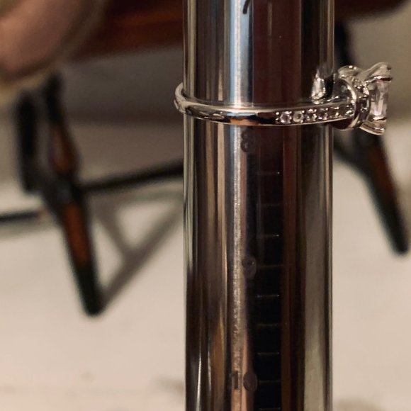 Two Heart Shaped Clear and Blue Stones Silver Tone Bands - Picture 10 of 15